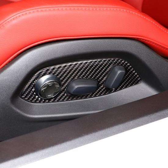 Carbon Fiber Car Seat Adjustment Button Trim Sticker For Corvette C8 Z51 -25