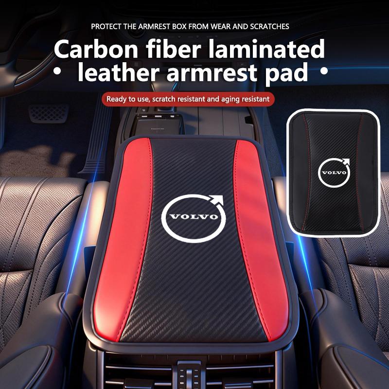 Carbon Fiber Car Armrest Cushion Auto Center Console Protector Pad For Volvo XC60 V40 V50 XC90 S60 V90 V70 XC40 V60 S90 AWD S80