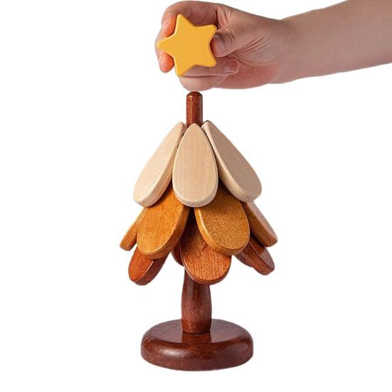 Yousheng 3Pcs Wooden Christmas Tree Trivets for Hot Dishes Heat Insulation Placemat Desktop Protection Mat Creative Tree Shape Coaster Table Decor