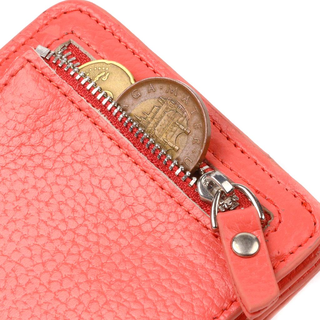 Маленьки женский кошелек из натуральной кожи флотар CANPELLINI 21794 Коралловый