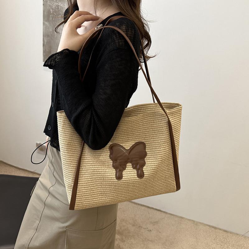 Милая плетеная сумка через плечо из ротанга ручной работы, плетеные сумки-тоут большой вместимости, большие сумки для женщин, девушек AVE