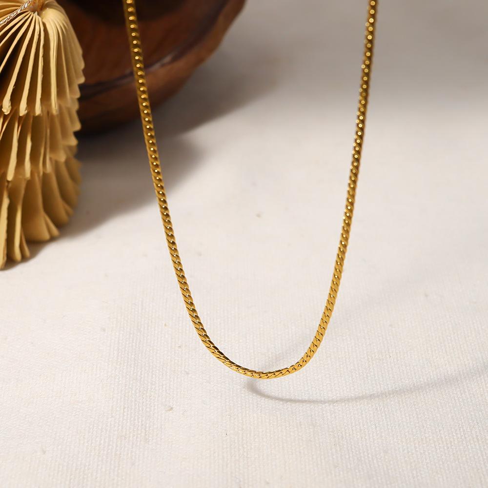 Позолоченная нержавеющая сталь Wind, тонкая цепочка-змейка, однослойное ожерелье, не выцветающее ожерелье, ювелирные изделия из титановой стали