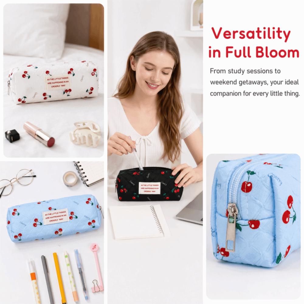 Large Capacity Pen Bag Cherry Print Stationery Bag Kawaii Pencil Pouch  Students