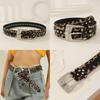 Модный леопардовый принт, украшение металлической пряжкой со стразами, женский широкий ремень для уличной моды