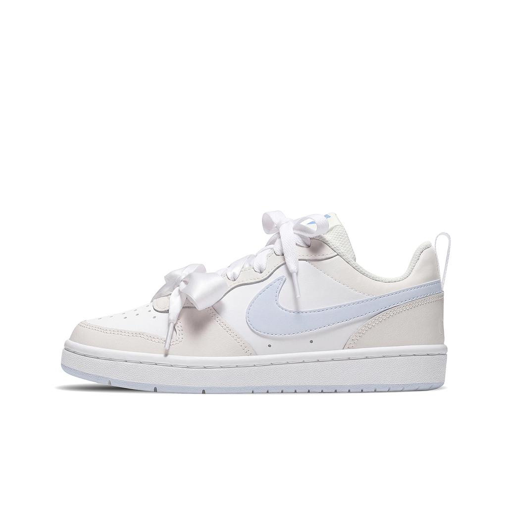 Nike Court Borough Shopping Bag Couple's Slip Resistant Abrasion Resistant Low top Skateboard Shoes Women's Blue Beige IQ2725-101(Team2363-S-BOX)