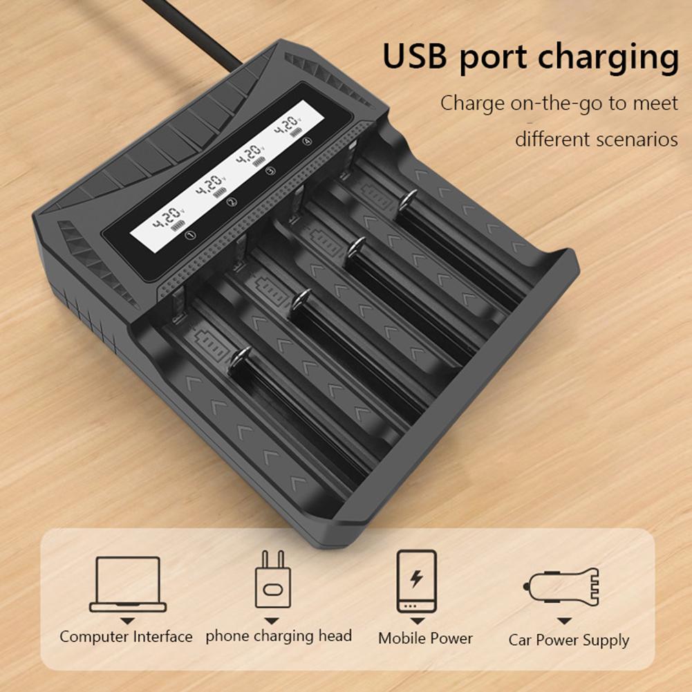 1/2/4 слота интеллектуальное зарядное устройство для аккумуляторов с ЖК-дисплеем USB-вход 18650 литий-ионное зарядное устройство для литий-ионных аккумуляторов 18650 4.2V