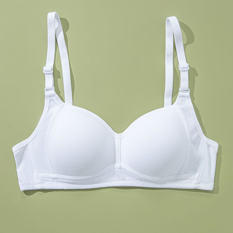 Girls' underwear college students gather small breasts without steel rings, female development period cotton spring and summer seamless thin bras