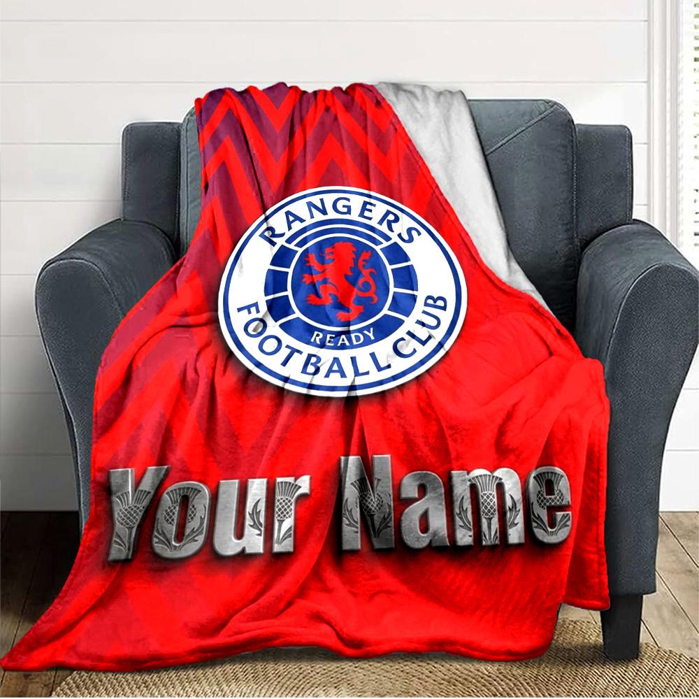 Name Custom Rangers fc Print Flannel Blanket High Quality Warm Comfortable Cover for All Seasons Perfect for Gifts Home Decor