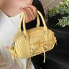 2025 New Simple Ballet Style Lace-up Niche Portable Boston Bag Casual Niche Versatile Foreign Style Messenger Bag