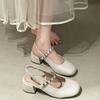South in the South White French thick heel heightened bag head sandals women's 2025 new summer with skirt cool slippers