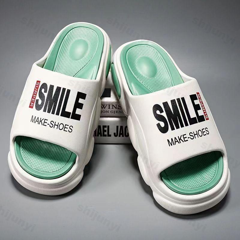 Модные мужские тапочки Модные тапочки для ванной Комфортная домашняя обувь С открытым носком Толстая мягкая подошва Дышащие Плоская платформа Комнатные тапочки