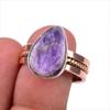 Natural Charoite Gemstone 925 Solid Sterling Silver Gift Two Tone Ring S.8 G7u13