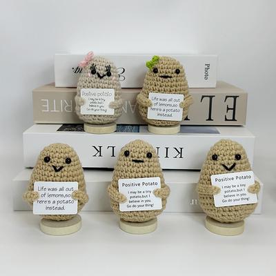 Забавная картофелина с положительной энергией, обнимающая карманная кукла, миниатюрное плюшевое вязаное растение ручной работы, украшение для дома, комнаты, рождественские подарки