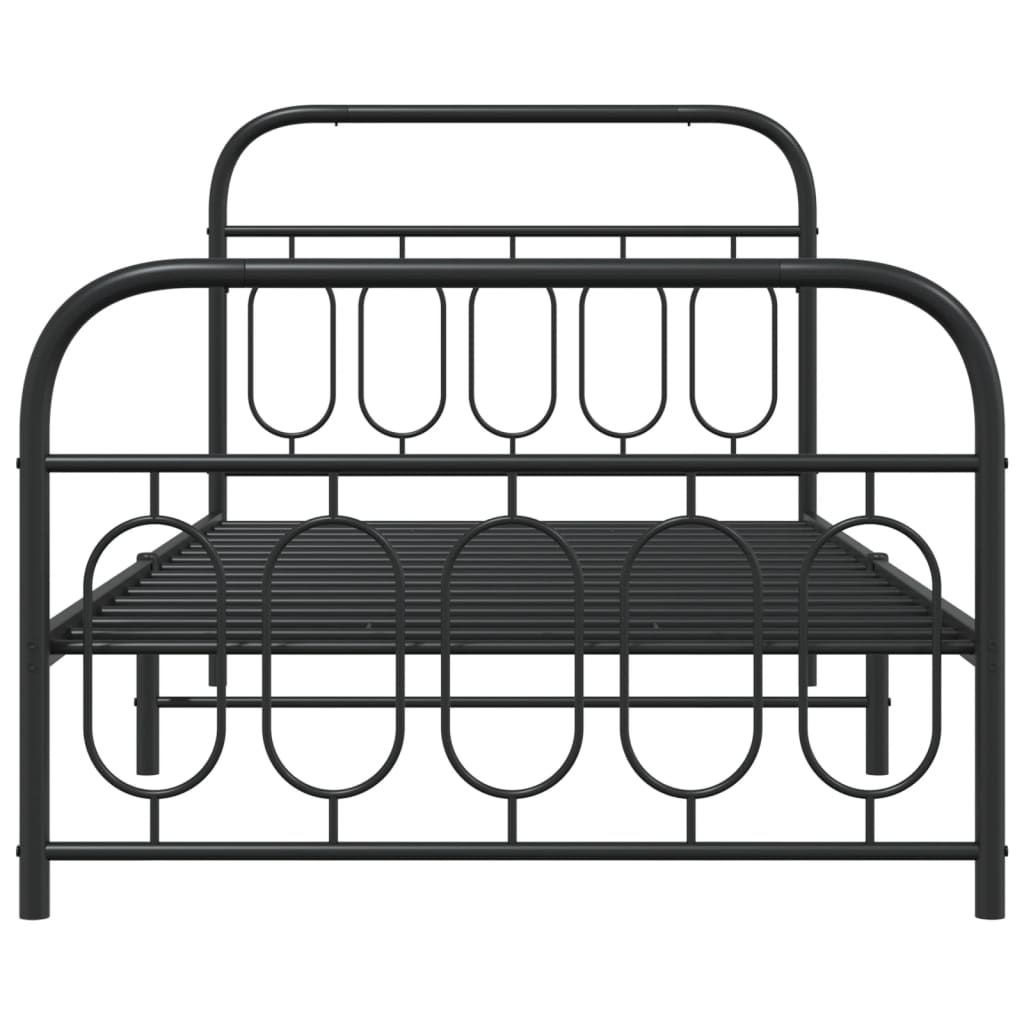 Metal Bed Frame with Headboard and Footboard Black 107 x 203 cm