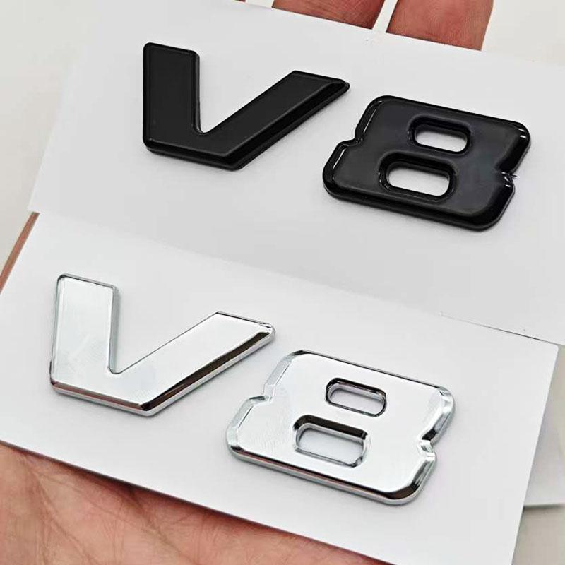 For Mercedes Benz AMG GL ML SL 500 220 C63 S500 V8 Accessories ABS Chrome Black V8 Logo Letters Car Fender Emblem Badge Sticker OG7