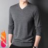 Men's 100% Pure Wool V-Neck Sweater for Autumn/Winter - Knitted All-Match Thin Top