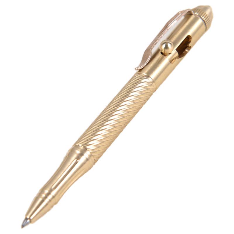 Solid Handmade Brass Gel Ink Pen Retro Twist Pattern Bolt Action Writing Tool