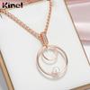 Vintage Pearl Drop Necklace - Rose Gold Color Double Hollow Circle Pendant with White Zircon, Bridal Gift Jewelry