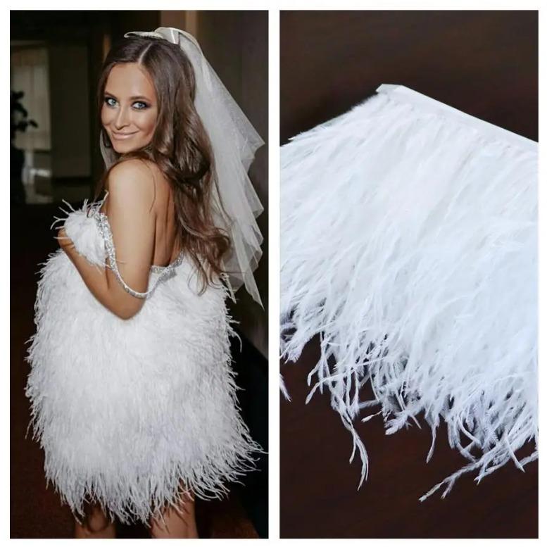 Перо 1 метр Цветные Натуральные Страусиные Перья Бахрома Отделка 8-10 см 10-15 см Лента Перья для Волос для Одежды Свадебный Декор Швейная Отделка