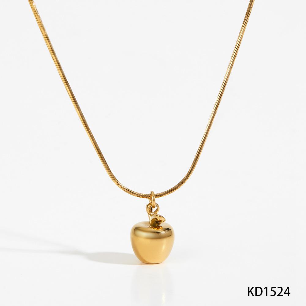 Милый Модный Покрытый Титановой Сталью 3D Капля Масла Яблоко Ожерелье Серьги Фруктовая Серия Аксессуары Подвеска Ожерелье Красное Яблоко Ювелирное Изделие