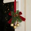 Red Christmas Chime Bell Hanging Pine Cone Bell Pendant Christmas Velvet Bow Bell  Garden Decor