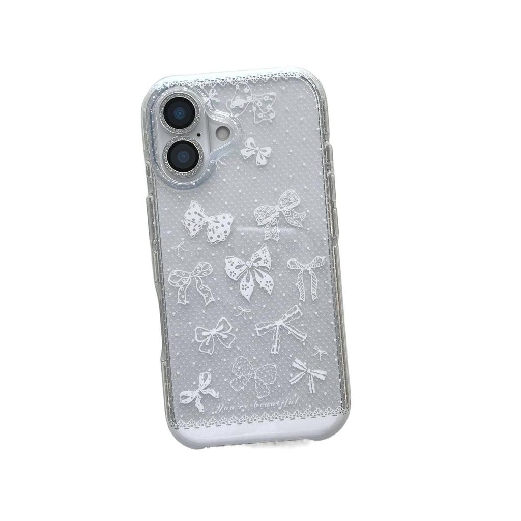 Защитный чехол с кружевным бантом для iPhone 17 Pro Max и 16, Совместимый с цепочкой, Совместимый с 15 Pro Max