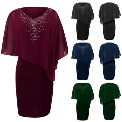 Женское платье большого размера с V-образным вырезом, асимметричное платье с накладкой на ягодицы, шифоновое платье с пайетками, S-5XL,