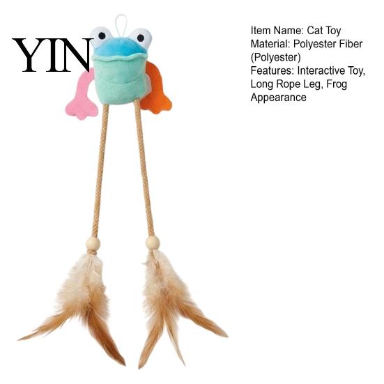 Durable Woven Rope Cat Toy Plush Frog Toy, Interactive Kitten with Bell And Feathers, Pet Supplies for Playtime Long Leg Frog, Chew Indoor Cats