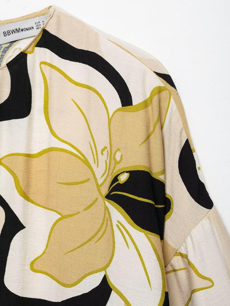 Летний ретро комплект из рубашки с длинным рукавом и брюк с широкими штанинами с гавайским принтом в европейско-американском стиле