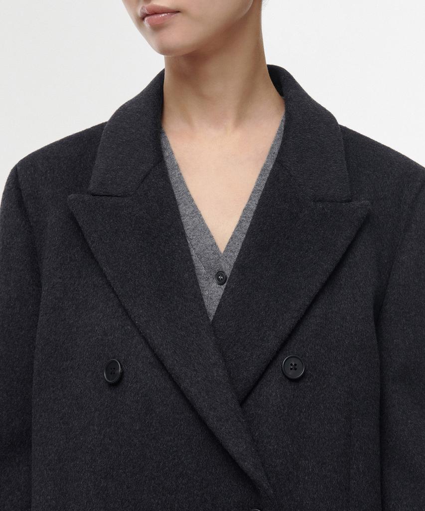 Musinsa Standard Woman Women'S Cashmere Blend Double Chester Long Coat [Charcoal Grey]