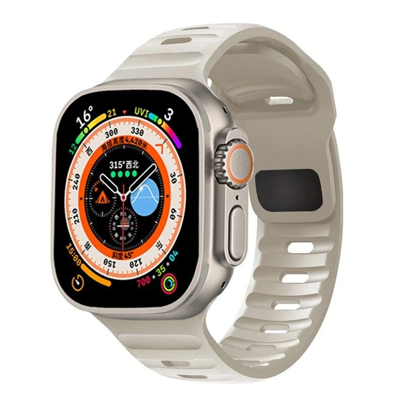 Силиконовый ремешок для Apple Watch Ultra 2 Band 44 мм, 49 мм, 45 мм, 42 мм, 40 мм, 41 мм, 38 мм, спортивный браслет Correa iwatch Series 7, 6, 3 se, 8, 9