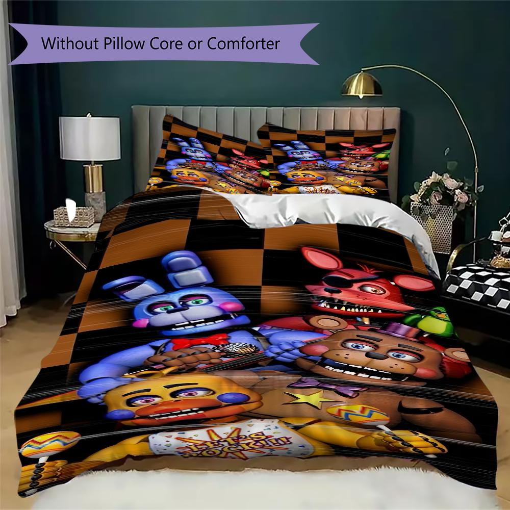 Five Creepy Nights Freddy'S Bedding Without Core 1 Duvet Cover 2 Pillowcase Without Core Soft And Comfortable Christmas Birthday Gift