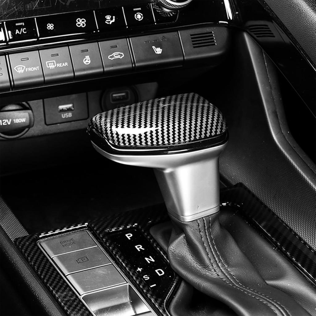 Shifter Lever Handle Protective ABS Car Gear Shift Knob Cover Trim Compatible with Hyundai Elantra -2025 Accessories (Carbon Fiber Pattern)