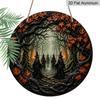 Плоская 2D 1 шт., Декоративные таблички и ornaments Знак, Хэллоуин Круглая алюминиевая подвесная табличка со сценой Леса Ведьм, Готическое Темное Фэнтези Искусство для