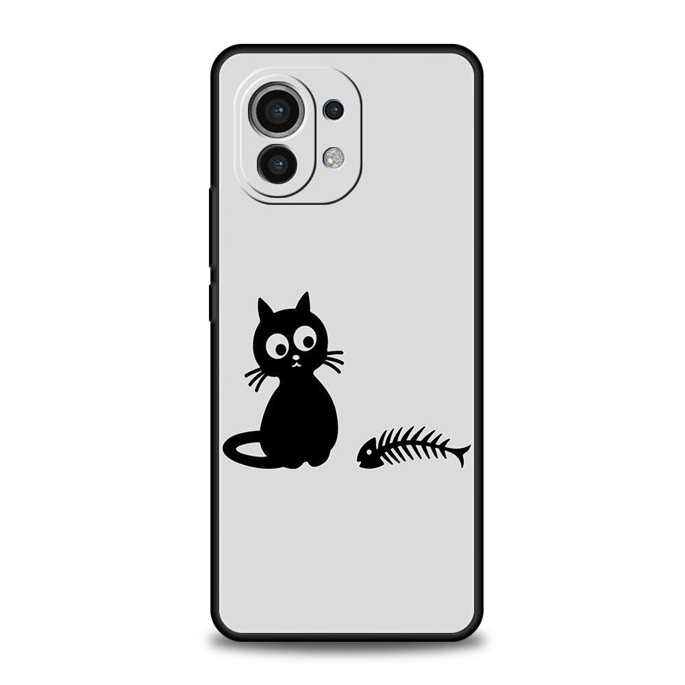 Забавный чехол для телефона с черным котом для Xiaomi Mi 17 15T 15 14 14T 13T 12T Pro 12 13 Lite 5G 11T Poco X6 X7 X5 Pro Мягкий чехол