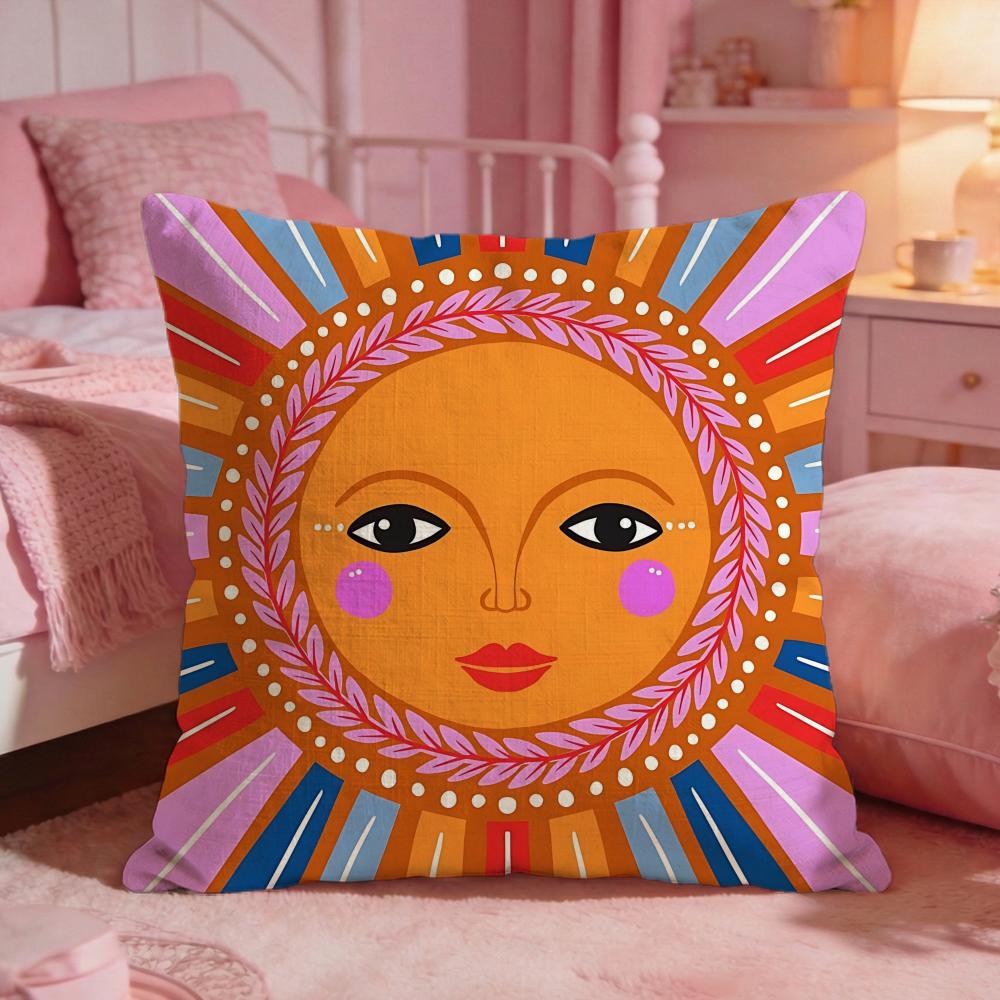 DecorSun FaceS Cushion Cover Premium Comfort Reversible Pillow Cove Two in One Design for Any Room Car Interior