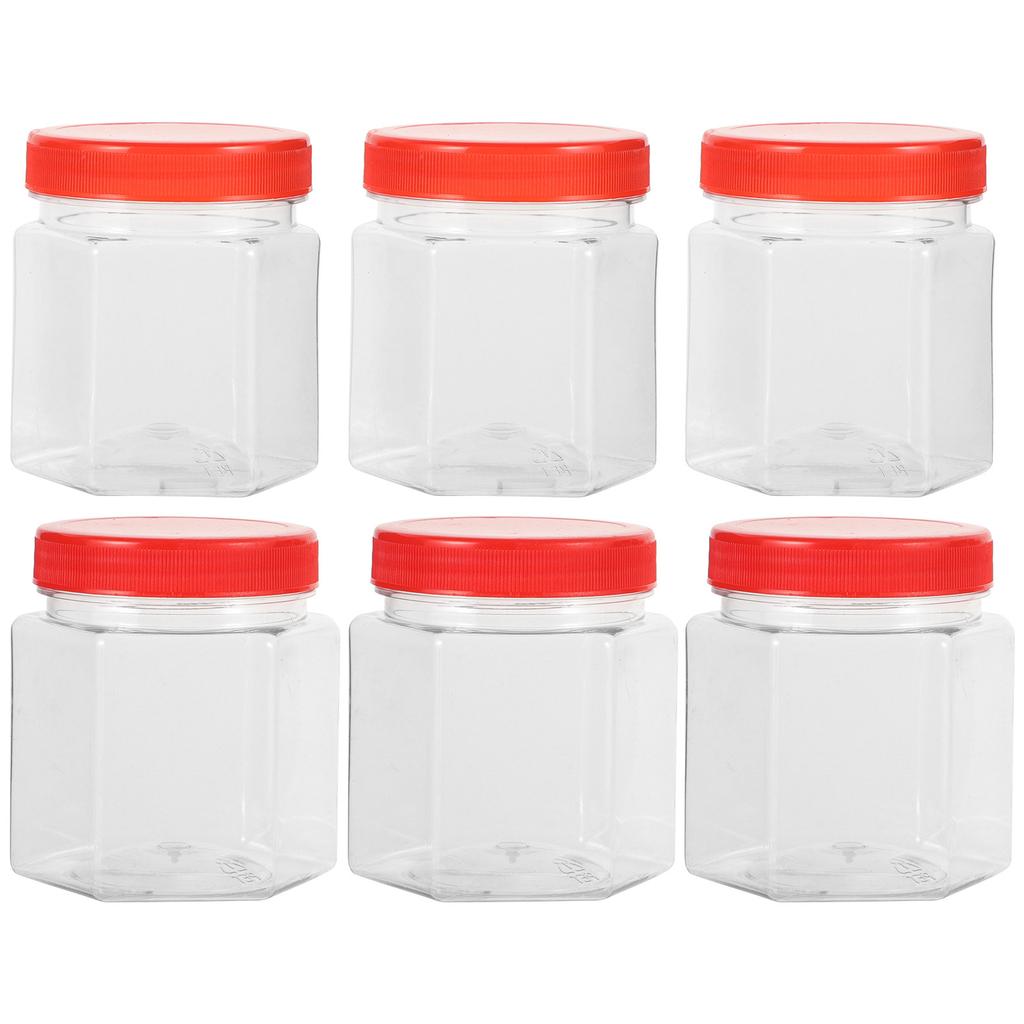 6Pcs Hard Smooth Pet Airtight Storage Jars Dry Food Container Kitchen Storage Containers for Pantry Rice Flour Cereal Spices Tea