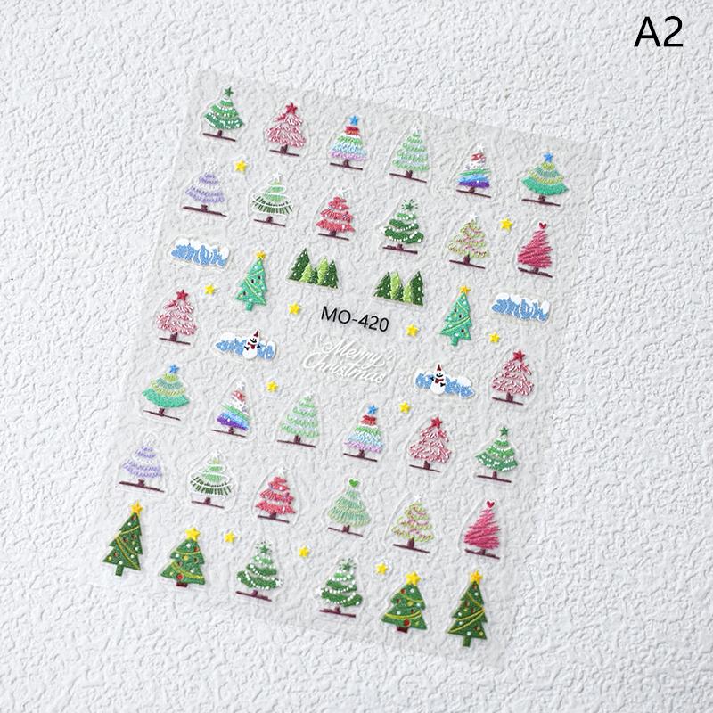 Рождественские 5D-наклейки для дизайна ногтей в виде снеговика и снежинок, мультяшный Санта-Клаус, рождественские наклейки для маникюра своими руками