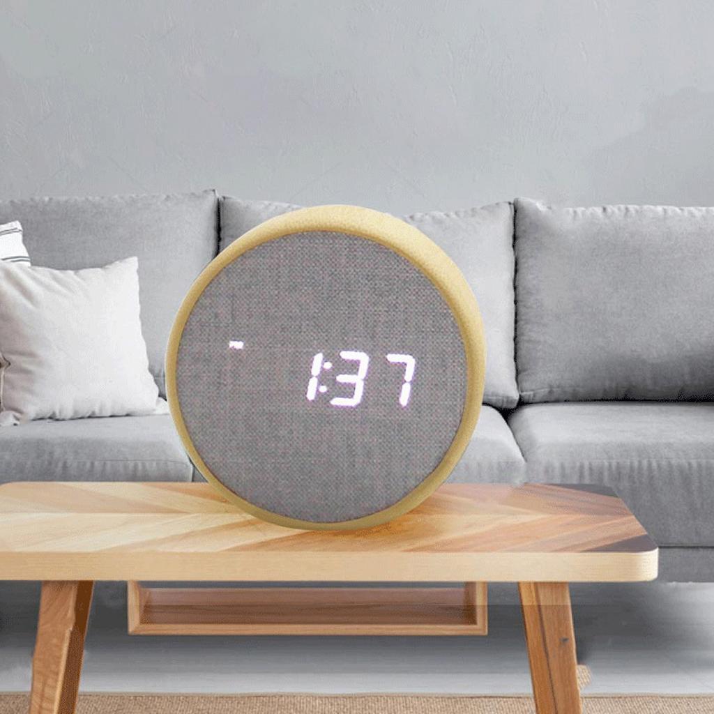 Цифровой будильник круглый светодиодный голосовое управление яркостью регулируемый 12ч 24ч часы для офиса общежития спальня