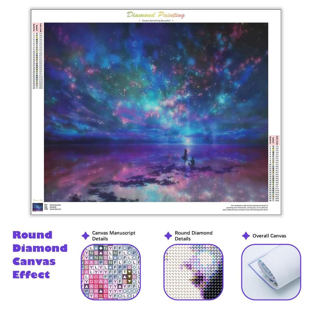 Алмазная картина Астральная полная алмазная вышивка Ночная мозаика Пейзаж со стразами Украшение дома 30x40 см/12x16 дюймов