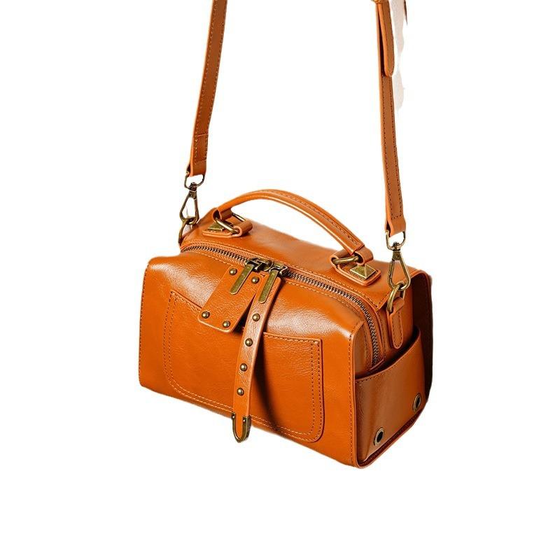 Сумка-подушка Commuter Vintage Top Layer из воловьей кожи с горизонтальным креплением для рук из натуральной кожи для женщин через плечо