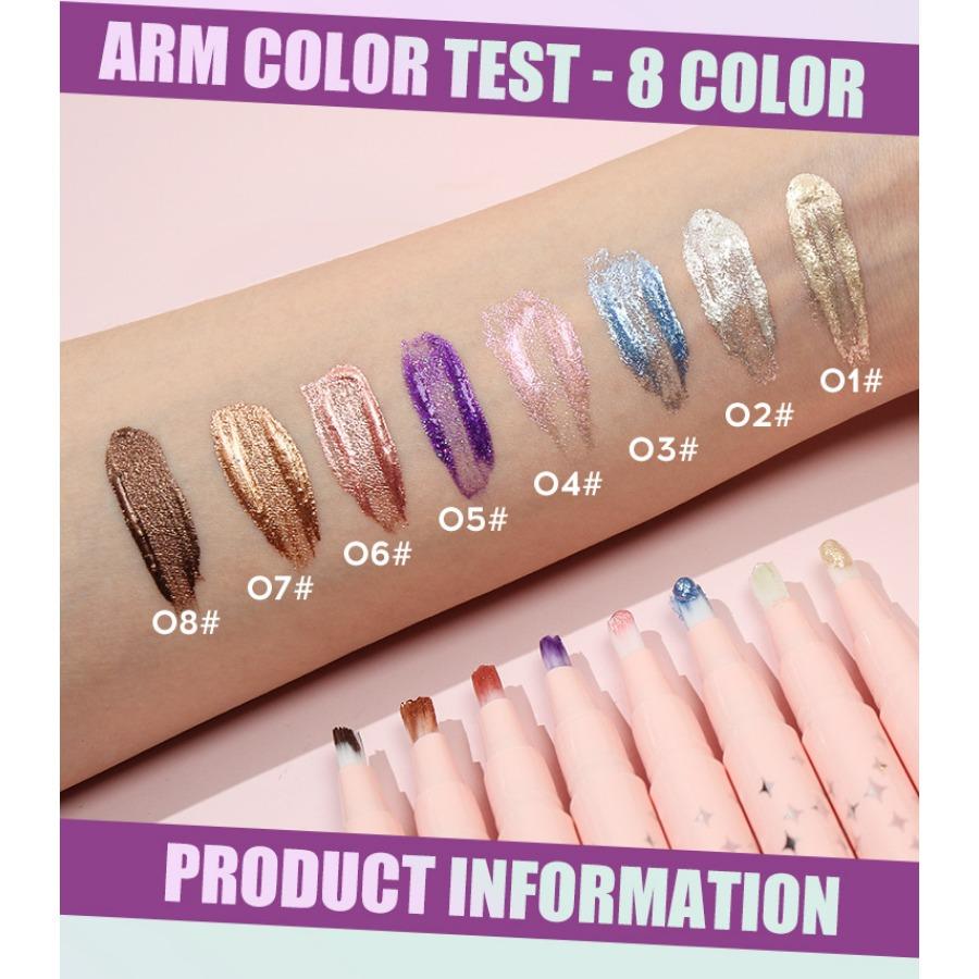 MLSMILE 8-цветная перламутровая кисть для жидких теней для век с мягкой щетиной. Бриллиантовые глянцевые жидкие тени для век, вращающиеся, многофункциональное использование.