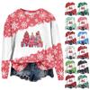 Women's Fashion Christmas  Printed Long Sleeve Loose Round Neck Sweatshirt Top Fall