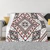 Bohemian Pattern Blanket Warm Fleece Soft Flannel Kabyle Carpet Amazigh Throw Blankets for Bed Sofa Travel Autumn