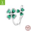 Four-Leaf Clover Open Ring For Women, Small Fresh Lucky Leaf S925 Sterling Silver Ring Jewelry