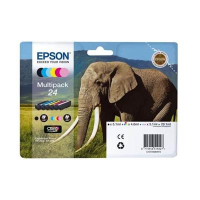 Epson Мультиупаковка 24 - Слон - Черный, Желтый, Голубой, Пурпурный, Светло-пурпурный, Светло-голубой (C13T24284011)