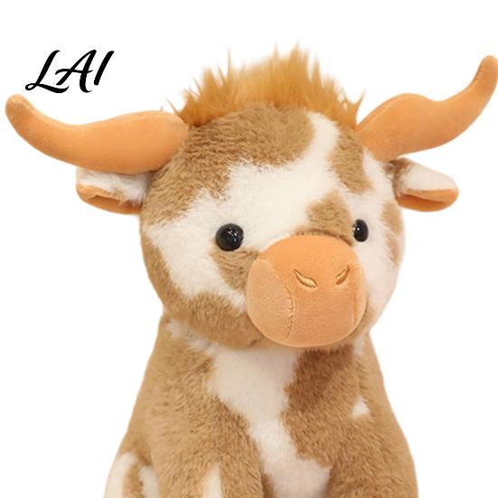 Decorative Tabletop Animal Highland Cow Stuffed Toy Soft Plush Scottish Cattle Doll Huggable Toy Cute Farm Doll Present for Adults Kids Boys Girls