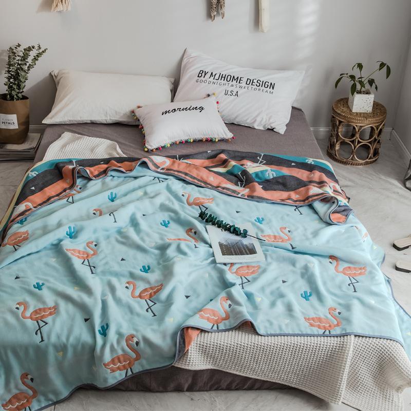 Новое хлопковое шестислойное марлевое одеяло представляет собой одинарное двойное одеяло с кондиционером, хлопковое диванное полотенце, четырехсезонное одеяло для обеденного перерыва.