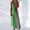 Women's Spaghetti Strap Gradient Long Dresses Summer Casual V Neck Flowy Maxi Dress Loose Beach Sundress