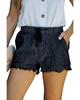 Frayed Denim Shorts with Pockets